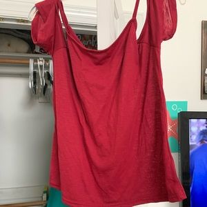 Red shirt with tank strap and sleeve! Size Lg.